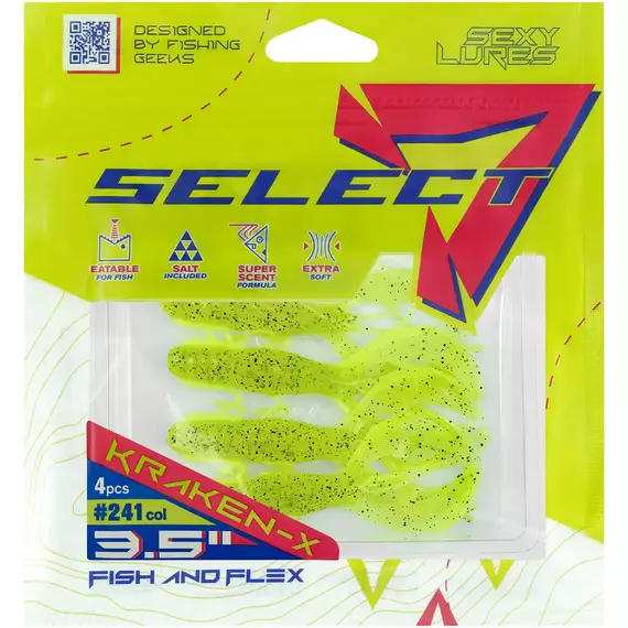 Силікон Select Kraken-X SE 3.5" #241 (4шт/уп), Довжина силікону: 3.5" (8.89 см), Колір силікону: 241, фото , изображение 2